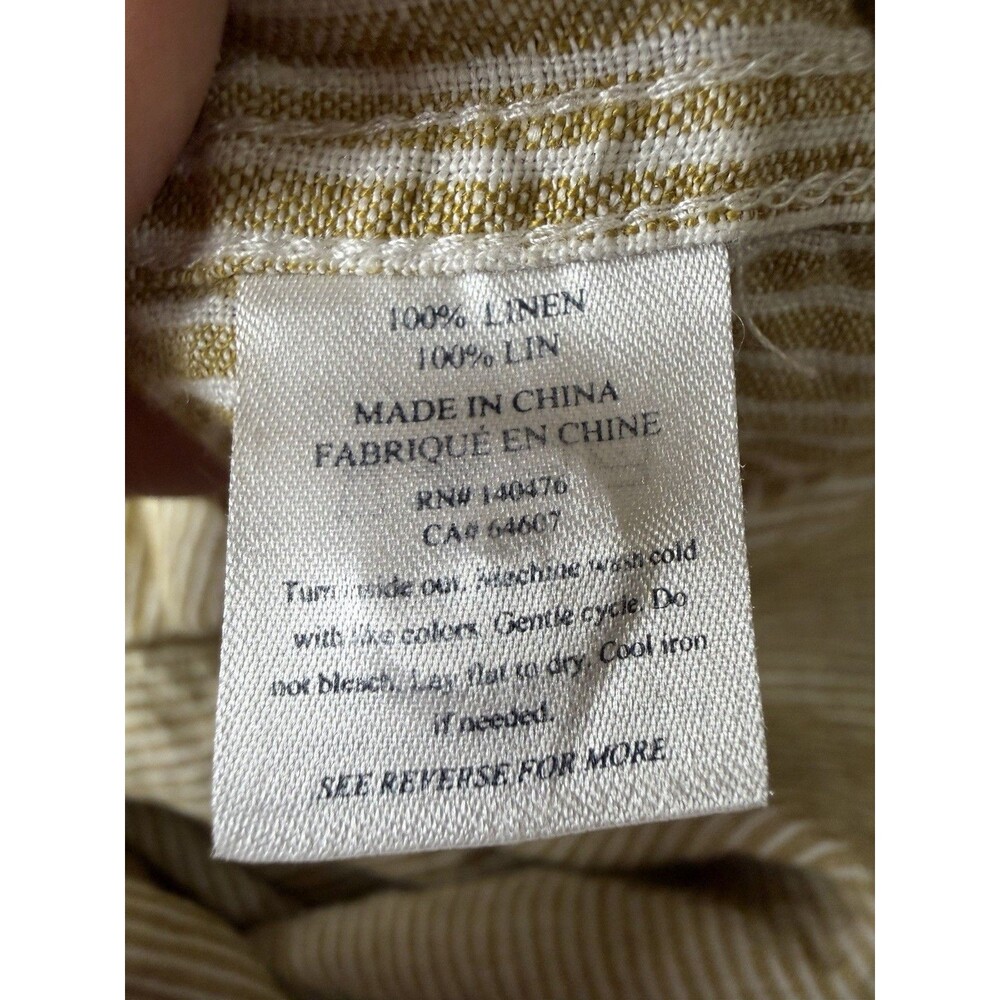 Faherty Laguna 100% Linen Midi Dress Golden Sun Stripe Size Medium Tan & White M - Picture 6 of 7